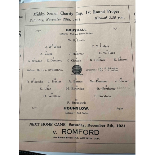 151 - 1931/32 Southall v Hounslow, Middlesex Charity Cup 1st Round proper.