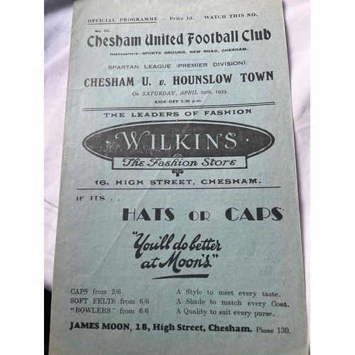 156 - 1932/33 Chesham United v Hounslow Town, Spartan League,