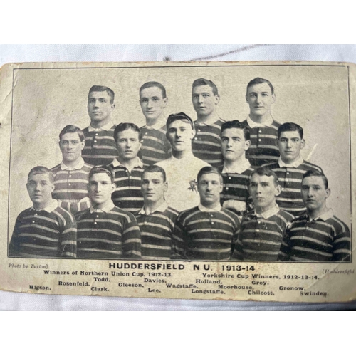 159 - Postcard - Rugby League Huddersfield N U 1913-14, fair condition, bit dog eared.