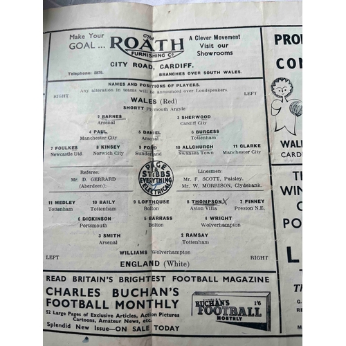 164 - 1951 Wales v England at Ninian Park, Cardiff. Crease down middle,