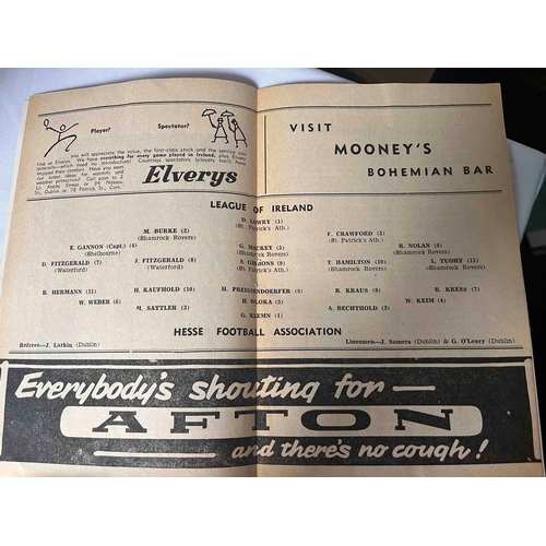 169 - 1956 League of ireland v Hesse Football Association. Played at Dalymount Park, Dublin. Good