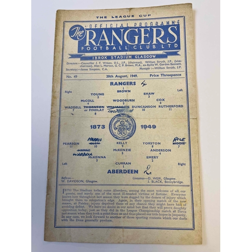 135 - 1949/50 Rangers v Aberdeen, League Cup (programme No.49), Team changes. Not in a bad condition for i... 