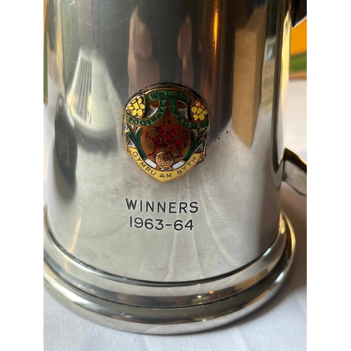 175 - Welsh football League 1963-64 Pewter Tankard. Engraved 'Winners 63-64'