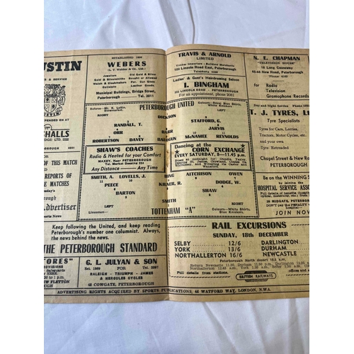 196 - 1955/56 Peterborough United v Tottenham A', Midland League. 1955/56, No staple