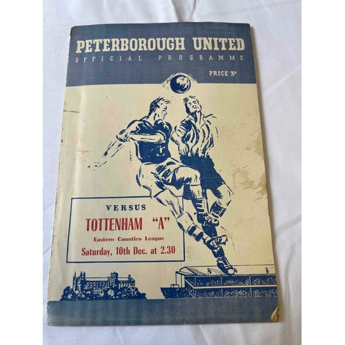 196 - 1955/56 Peterborough United v Tottenham A', Midland League. 1955/56, No staple