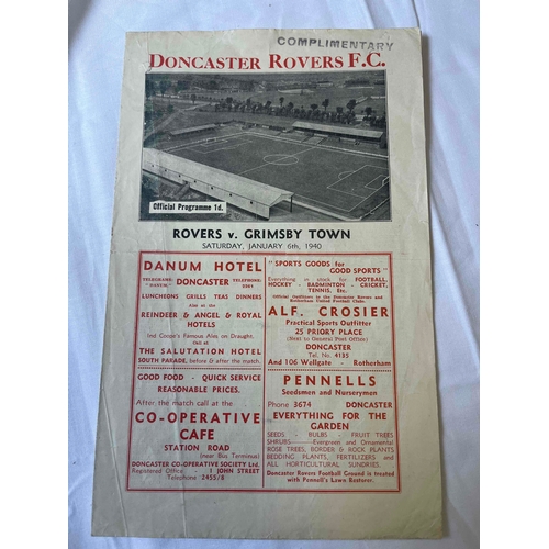 199 - 1939/40 Doncaster Rovers v Grimsby Town, War time programme, very good condition.