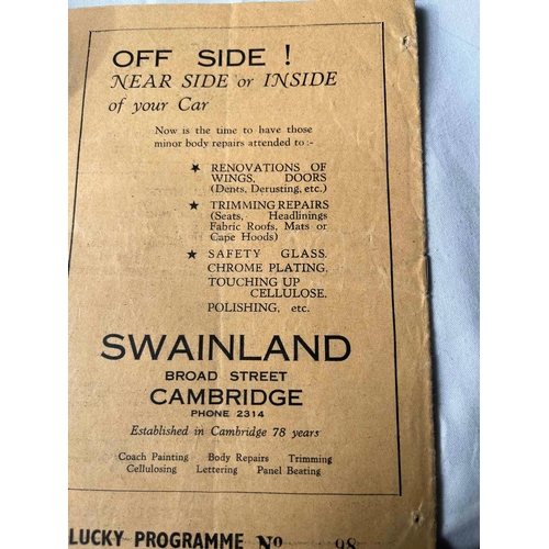 203 - Cambridge United V West Ham United 'A', 1953/54, Eastern Counties League. Creased and has 2 Small Pi... 