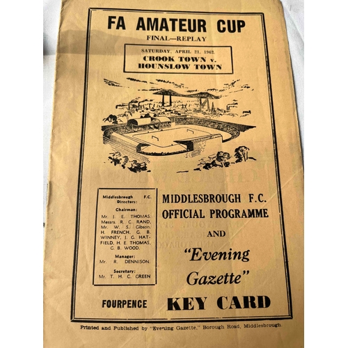 204 - 1962 FA Amateur Cup Final Replay - Crook Town v Hounslow Town at Ayresome Park. Good condition.