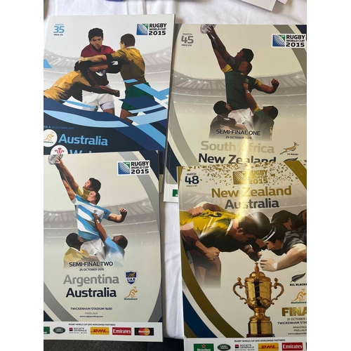 216 - 9 World Cup Rugby Union 2015 Programmes, including some England matches and the Final.