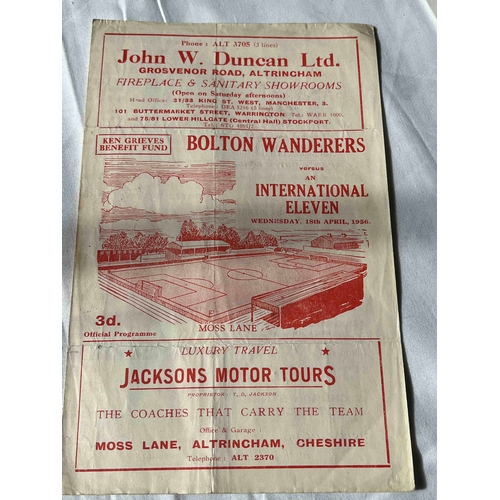 220 - 1955/56 Bolton Wanderers v International Eleven at Altrincham for the Ken Grieves Benefit Fund. Inte... 