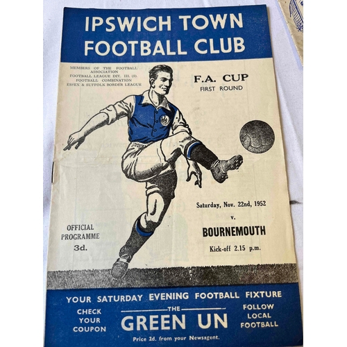 241 - 1952/53 Ipswich Town v Bournemouth, FA Cup first round. Good