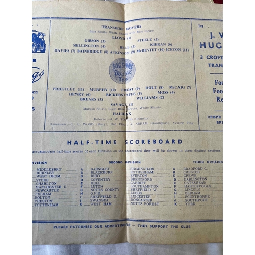 247 - 1951/52 Tranmere Rovers v Halifax Town, Name on front plus creases.