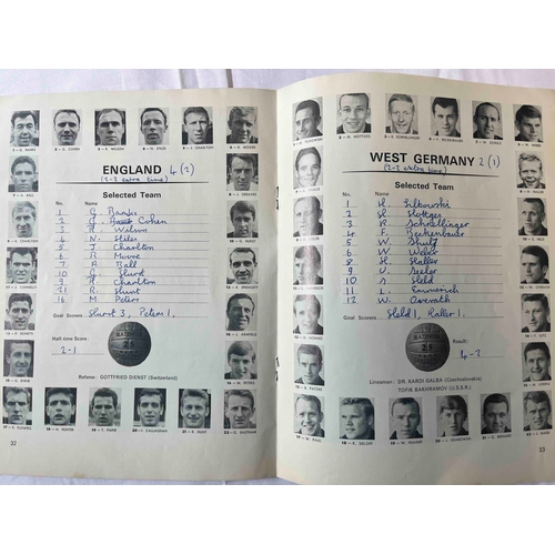 274 - World Cup 66 Original programme, team written in middle and slight small stain on bottom of one or t... 