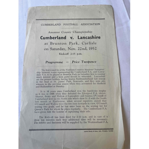 277 - 1952 Cumberland Amateur Association, Cumberland v Lancashire. At Brunton Park. Good