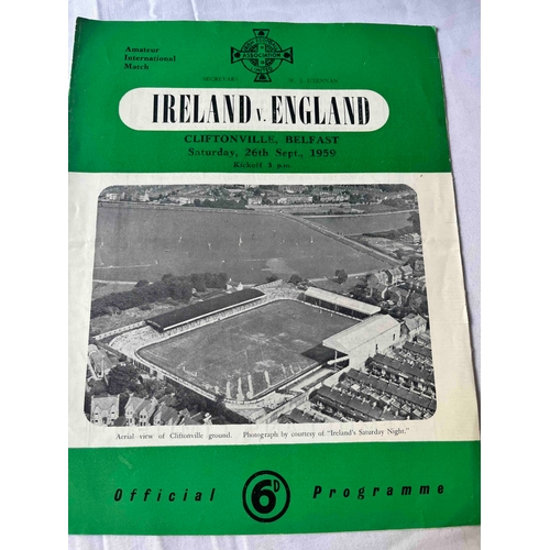 299 - 1959 Ireland v England at Cliftonville, Belfast. Amateur International.