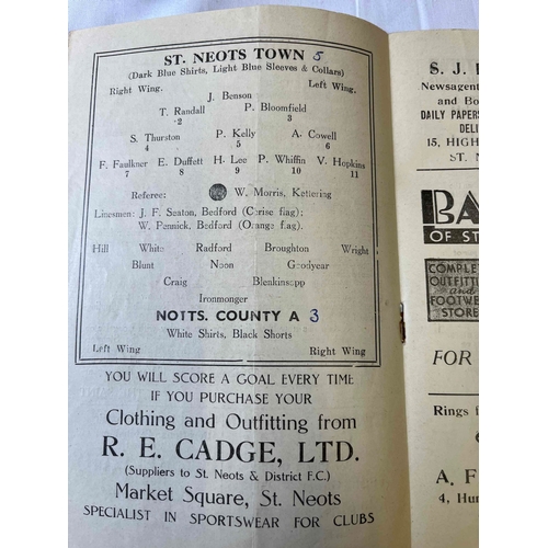 286 - 1956/57 St Neots v Notts County 'A', Central alliance, Writing on front, Score in middle