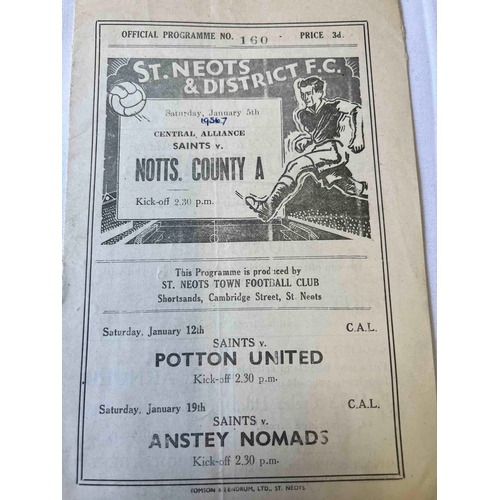 286 - 1956/57 St Neots v Notts County 'A', Central alliance, Writing on front, Score in middle