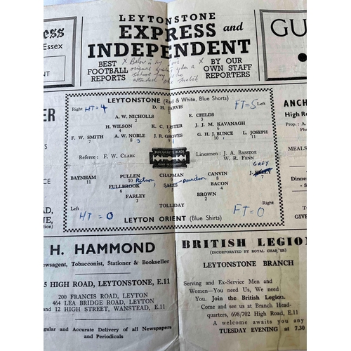 289 - 1946/47 Leytonstone v Leyton Orient, London Challenge Cup 1st Round, Writing on front, Team changes ... 