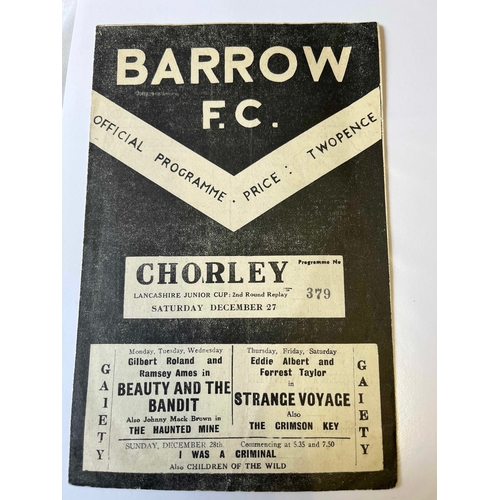 313 - 47/48 Barrow Reserves v Chorley Lancashire Junior Cup 2nd round replay. Good