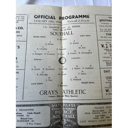 325 - 1945/46 Southall v Grays, FA Amateur Cup. Good