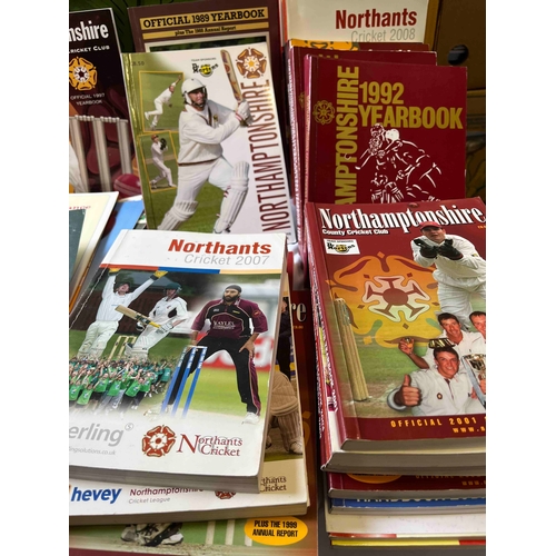 337 - 23 x Northamptonshire cricket yearbooks, from 1957 (Cover torn) mainly from 1990's. 31 x Leicestersh... 