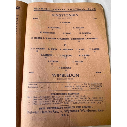 352 - 1946/47 Kingstonian v Wimbledon - London Senior Cup Semi Final at Dulwich Hamlet