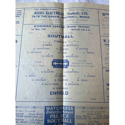 353 - 1947/48 Southall v Enfield, Athenian League, Fair condition