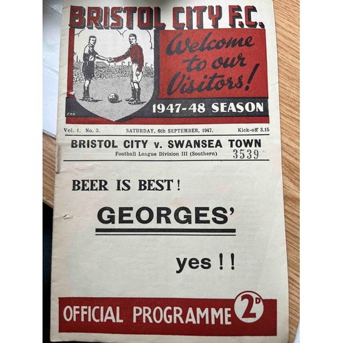 411 - 1947/48 Bristol City v Swansea Town, Pencil marks in middle pages. Good condition