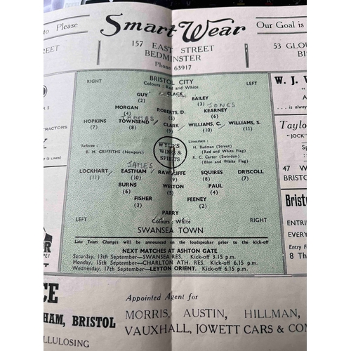 411 - 1947/48 Bristol City v Swansea Town, Pencil marks in middle pages. Good condition