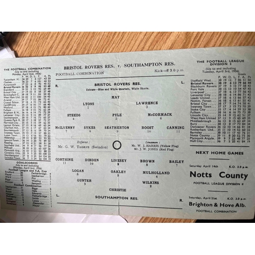 413 - 1955/56 Bristol Rovers Reserves v Southampton Reserves, Football Combination, Slight tear on middle ... 