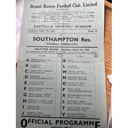 413 - 1955/56 Bristol Rovers Reserves v Southampton Reserves, Football Combination, Slight tear on middle ... 