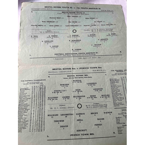 414 - 1955/56 Bristol Rovers Reserves v Ipswich Reserves, Football Combination, plus Bristol Rovers Youth ... 