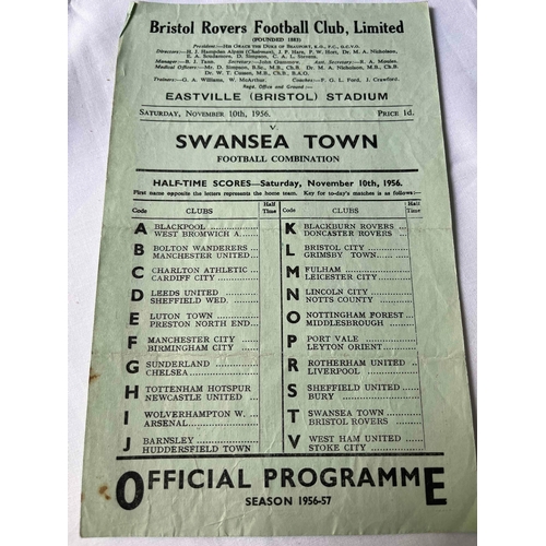 415 - 1956/57 Bristol Rovers Reserves v Swansea Town, Football Combination, small rust marks, Good conditi... 