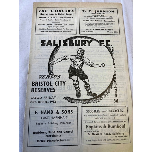 420 - 1961/62 Salisbury v Bristol City Reserves. Good condition.