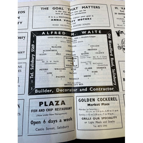 420 - 1961/62 Salisbury v Bristol City Reserves. Good condition.