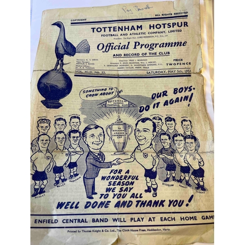 426 - 1950/51 Tottenham v Liverpool, Repaired in places but not team changes just a name of the owner on t... 