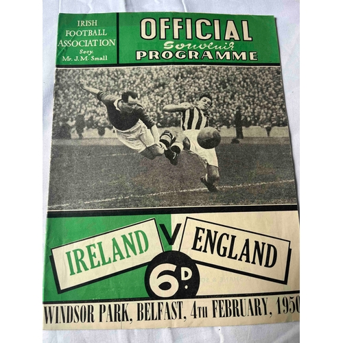 574 - 1950 Northern Ireland FA v England Amateur X1, scorers written in middle.