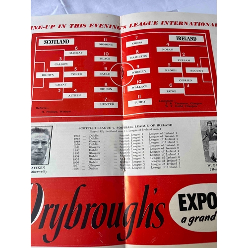 590 - 1958 Scottish League v Republic of Ireland, at Ibrox. Crease along middle but clean
