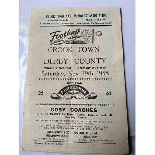 111 - 1955/56 Crook Town v Derby County, FA Cup 1st round. Rare FA Cup programme from 1955, game ended 2-2... 