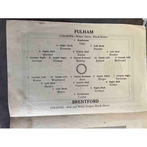 188 - Pirate Football Programme; 1948/9 Fulham v Brentford, programme has a slight stain but no writing an... 