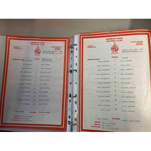 189 - Swindon Town collection; Mostly reserves, homes from 1956/7 to 1989/0 x 35 nearly all single sheet p... 