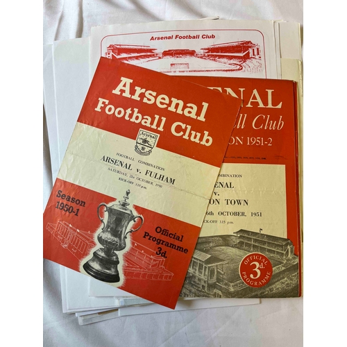 47 - Football Programmes; All reserve issues mostly single sheets, 24 x 1950's inclu1ding; 1950/1 Arsenal... 