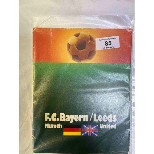 85 - 1975 European Cup Final Programme.  Bayern Munich v Leeds United in Paris, creasing on front and bac... 