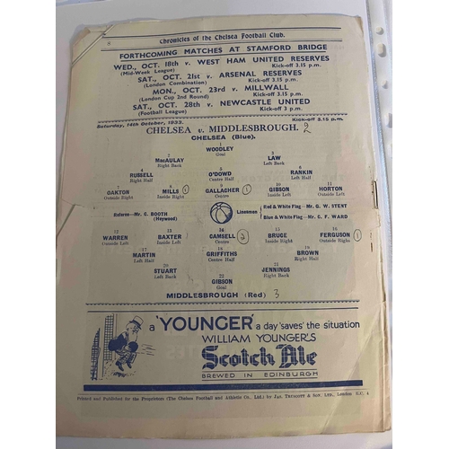 43 - 1933/34 Chelsea v Middlesboro, Score in pencil on back page, slight tear on back page,