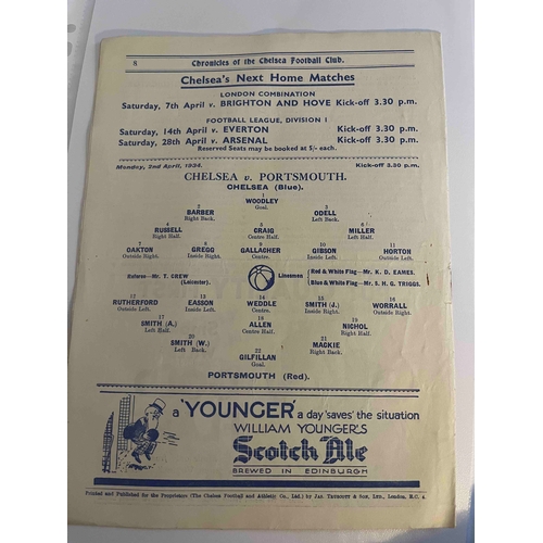 47 - 1933/34 Chelsea v Portsmouth, Clean Copy but for fold mark across a part of a middle fold.