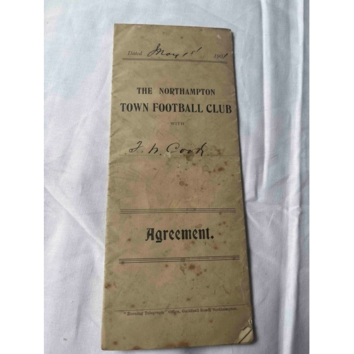 61 - Fred Cook Agreement with Northampton Town in 1901, Good condition, should be in a museum