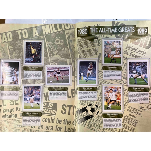 16 - 1920-1990 The All Time Greats, Football complete Panini Sticker album. Cover has blemishes.