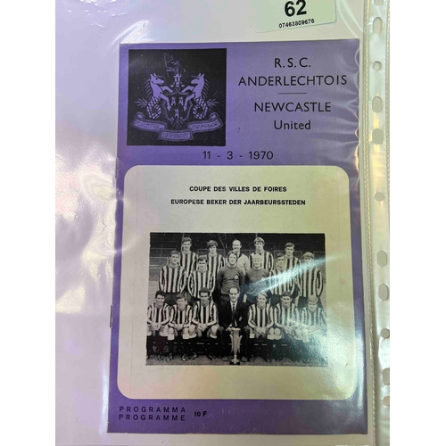 62 - 1969/70 Anderlecht v Newcastle United, Fairs Cup. Good condition