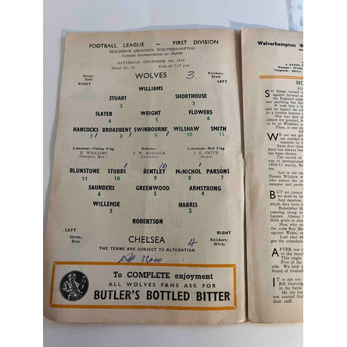 103 - Chelsea away 1954/55 v Wolves, Team changes, good condition