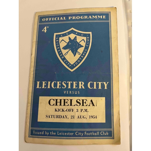 111 - Chelsea away 1954/55 v Leicester City, crease along middle of cover going through programme, score i... 